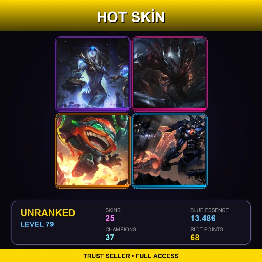 BR | Lv79 | Unranked | 25 Skin | 37 Champ — LoL account