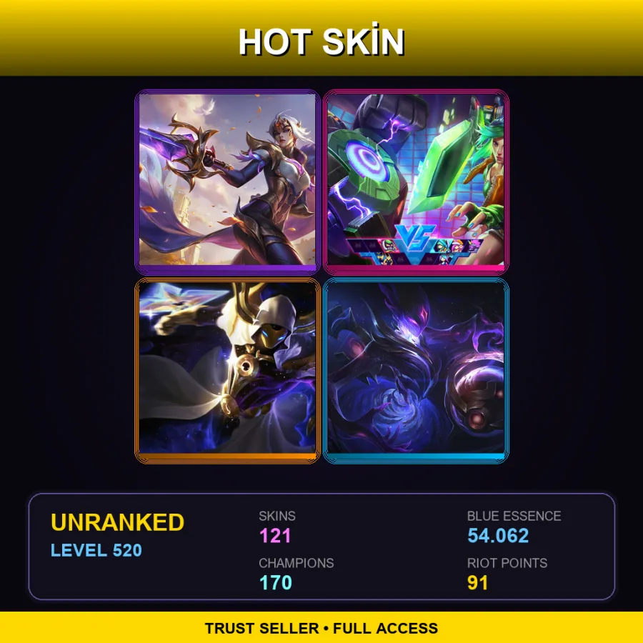 NA | Lv520 | Unranked | 121 Skin | 170 Champ