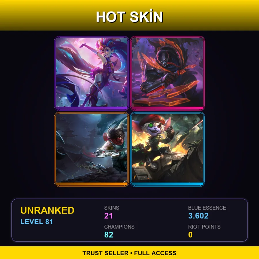 VN | Lv81 | Unranked | 21 Skin | 82 Champ — LoL account