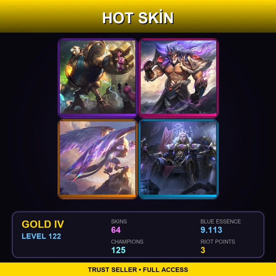 SG | Lv122 | Gold IV | 64 Skin | 125 Champ