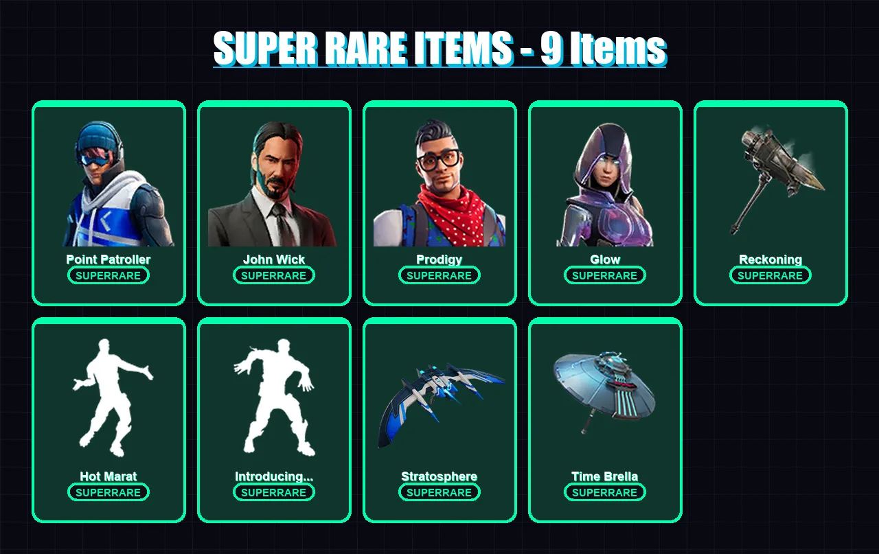 [PC/XBOX] | Point Patroller | John Wick | Prodigy | Glow | The Prisoner | 75 skin | 130 pickaxe | 117 emote | 108 glider | Lv1514