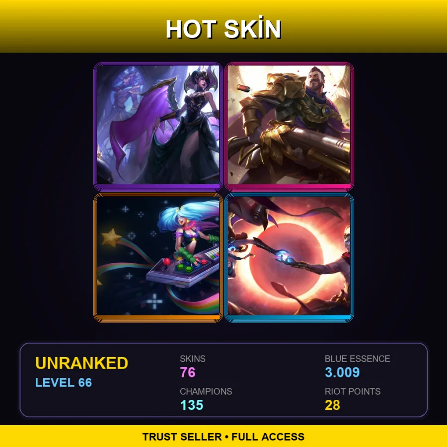 EUW | Lv66 | Unranked | 76 Skin | 135 Champ