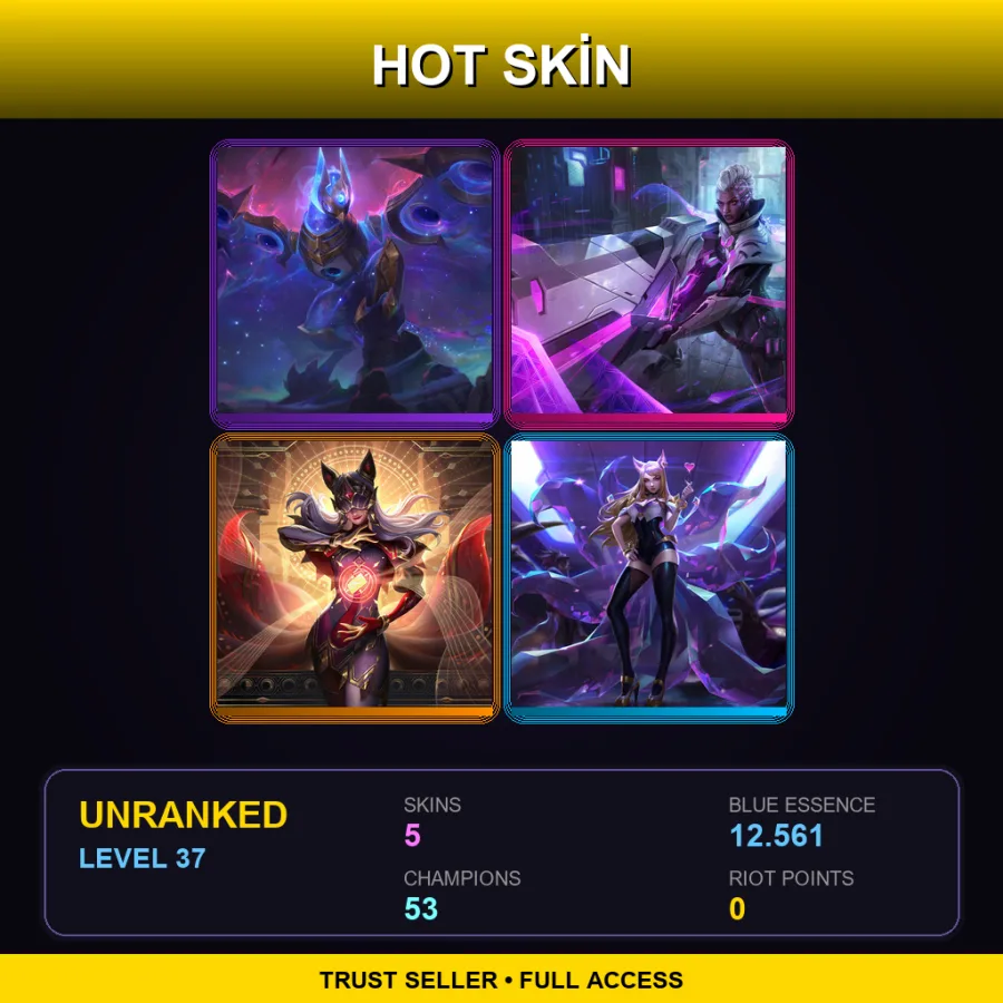 BR | Cosmic Flight Anivia | PROJECT: Senna | Arcana Ahri | K/DA Ahri | 5 Skin | 53 Champ | Lv37