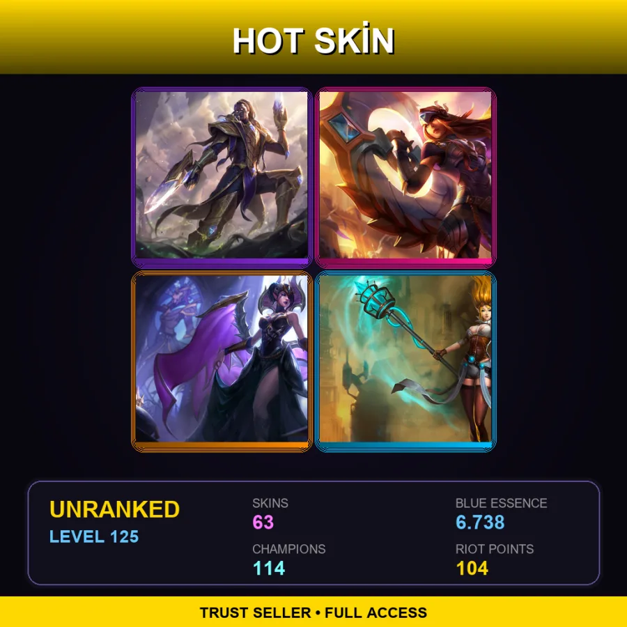 TR | Victorious Lucian | Victorious Sivir | Victorious Morgana | Hextech Janna | 63 Skin | 114 Champ | Lv125