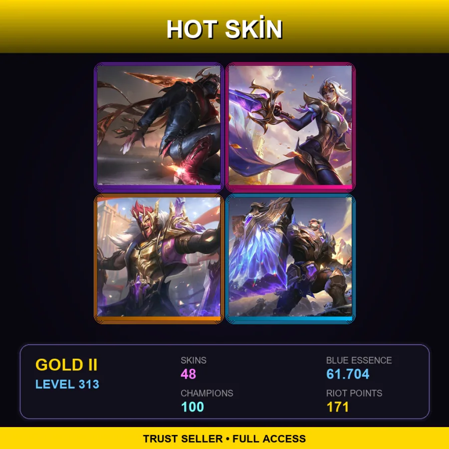 BR | Lv313 | Gold II | 48 Skin | 100 Champ