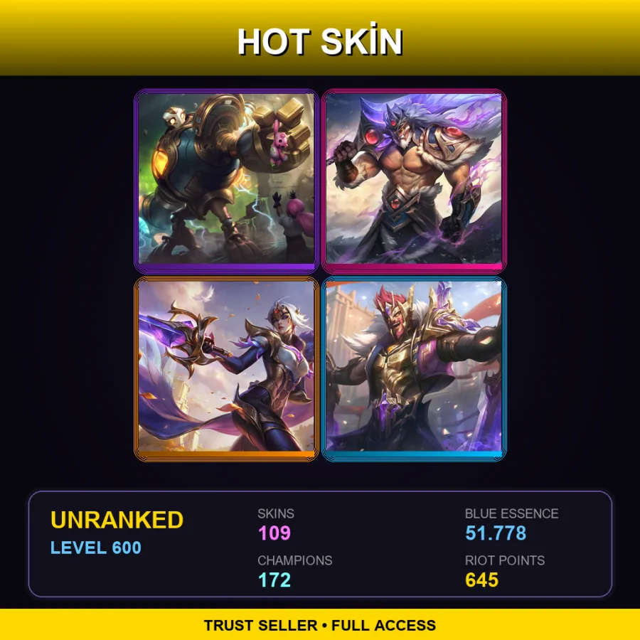 LAS | Lv600 | Unranked | 109 Skin | 172 Champ — Cosmic Charger Hecarim