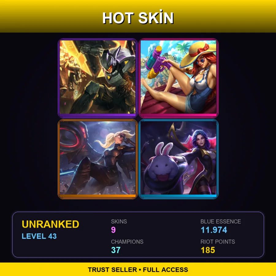 EUW | Lv43 | Unranked | 9 Skin | 37 Champ