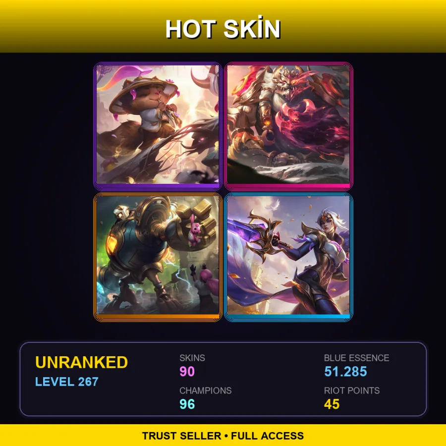 OCE | Lv267 | Unranked | 90 Skin | 96 Champ — Unranked / Smurf League of Legends