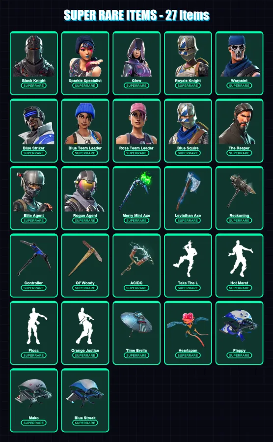 [PC/XBOX] | Black Knight | Sparkle Specialist | Glow | Royale Knight | Warpaint | 176 skin | 128 pickaxe | 105 emote | 116 glider | Lv1583 — Fortnite account