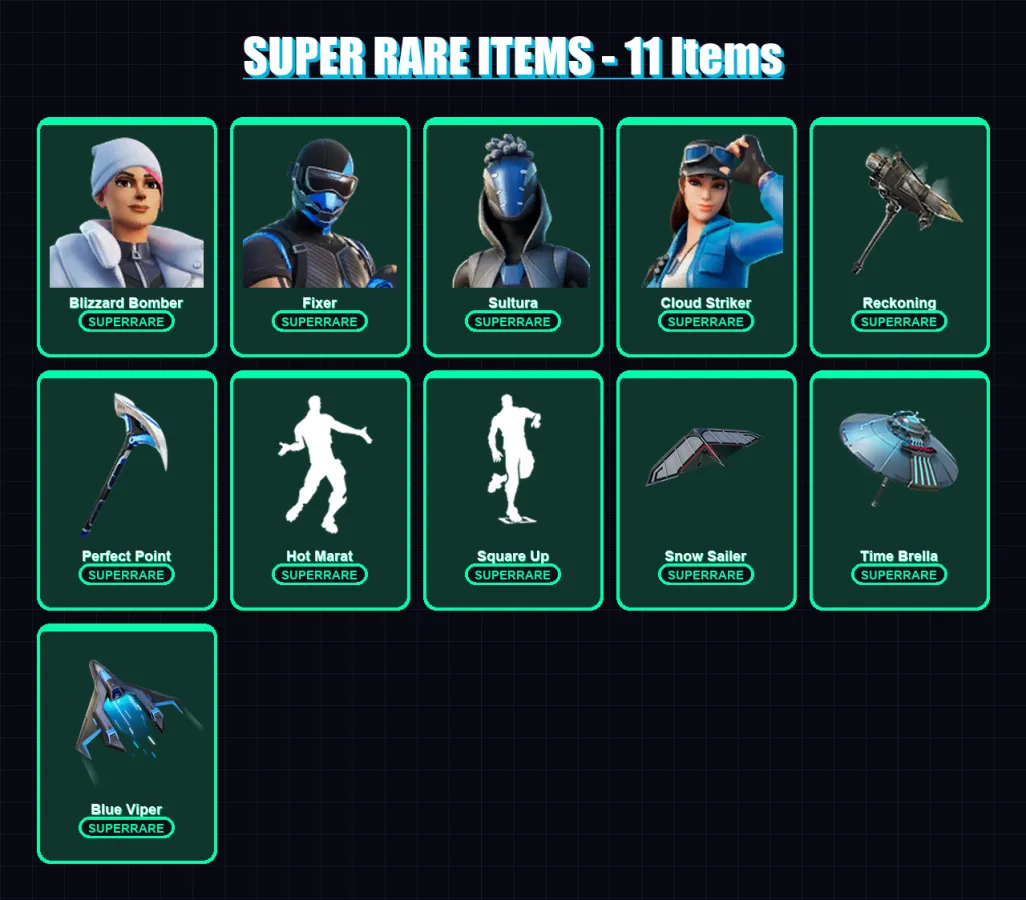 [PC] | Blizzard Bomber | Fixer | Sultura | Cloud Striker | The Ice King | 157 skin | 202 pickaxe | 163 emote | 168 glider | Lv2903 — Fortnite account