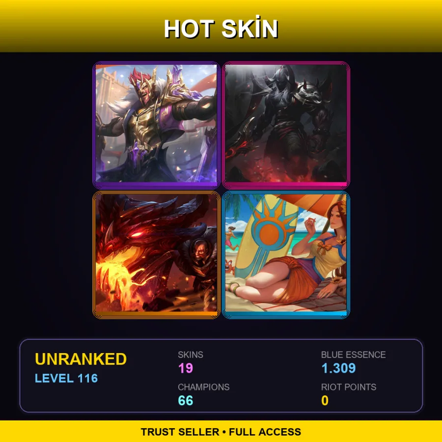 LAS | Lv116 | Unranked | 19 Skin | 66 Champ — Three Honors Akshan