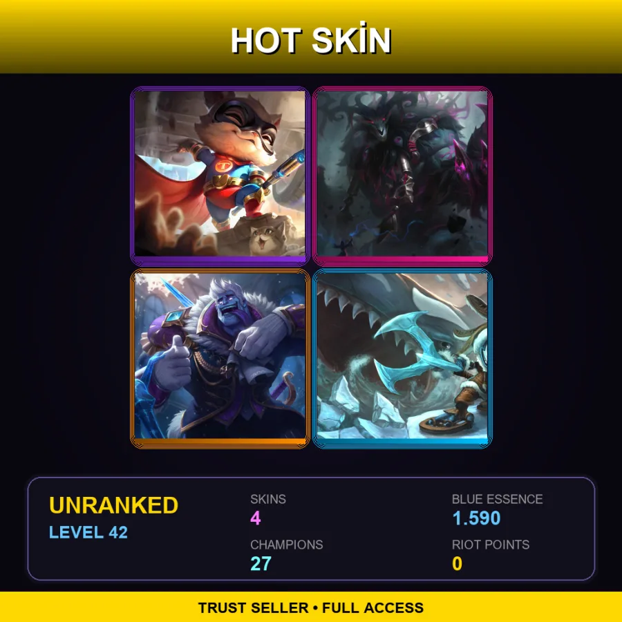 BR | Lv42 | Unranked | 4 Skin | 27 Champ — LoL account