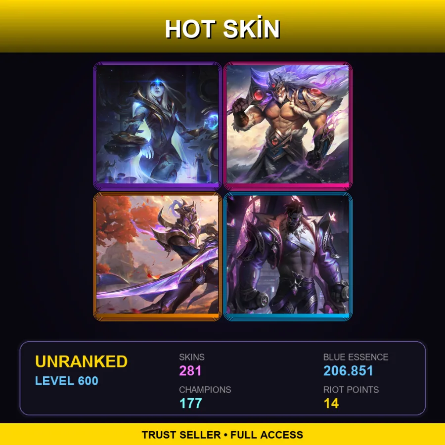 VN | Lv600 | Unranked | 281 Skin | 177 Champ