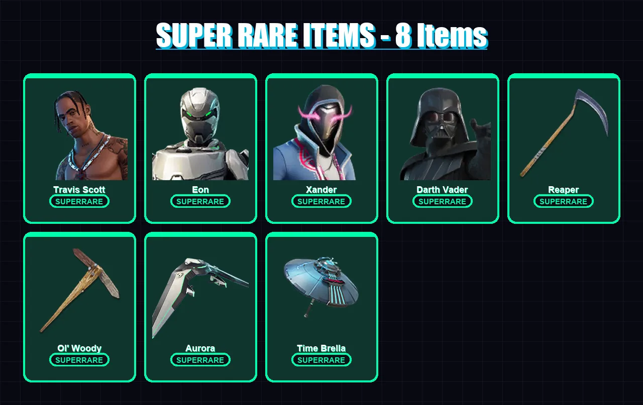 [PC/XBOX] | Travis Scott | Eon | Xander | Darth Vader | Gear Specialist Maya | 245 skin | 263 pickaxe | 185 emote | 190 glider | Lv3656