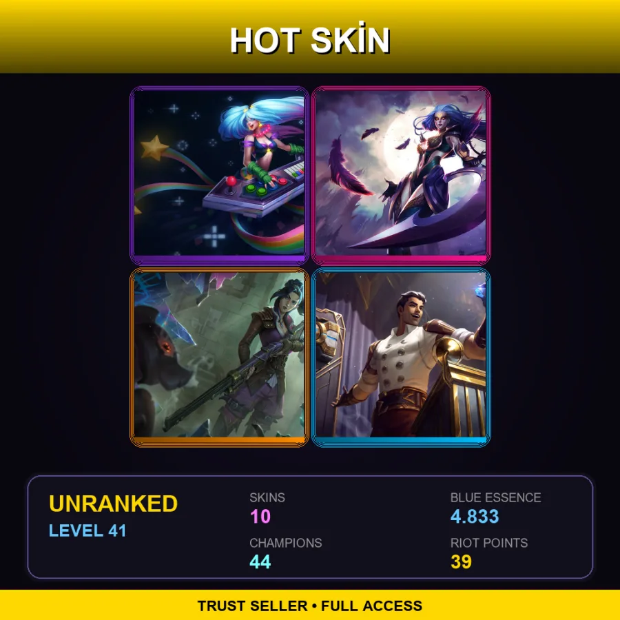 EUW | Lv41 | Unranked | 10 Skin | 44 Champ — LoL account