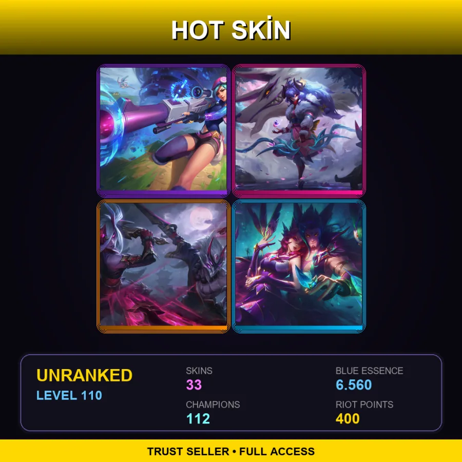LAN | Lv110 | Unranked | 33 Skin | 112 Champ — Royal Guard Fiora