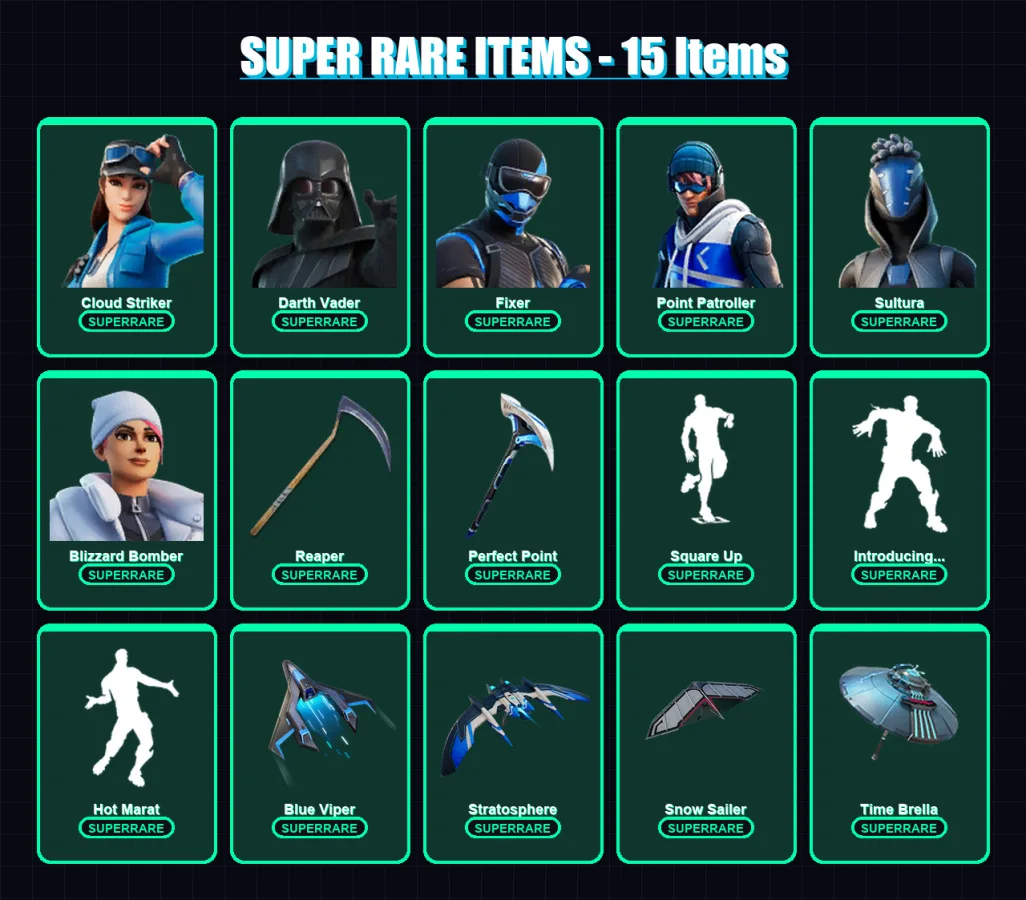 [PS4/PS5/XBOX/PC] | Cloud Striker | Darth Vader | Fixer | Point Patroller | Sultura | 254 skin | 301 pickaxe | 221 emote | 233 glider | Lv4534 — Fortnite account