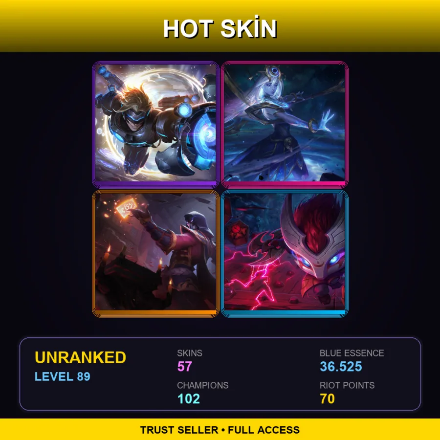 EUNE | Lv89 | Unranked | 57 Skin | 102 Champ