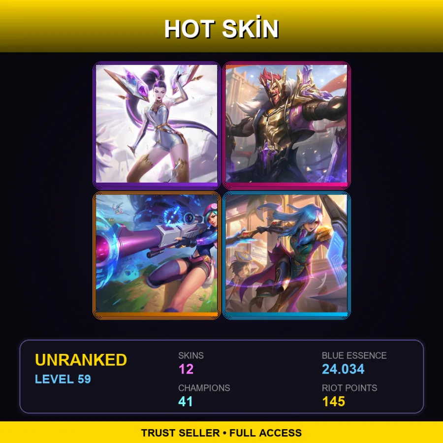 EUW | Lv59 | Unranked | 12 Skin | 41 Champ — LoL account