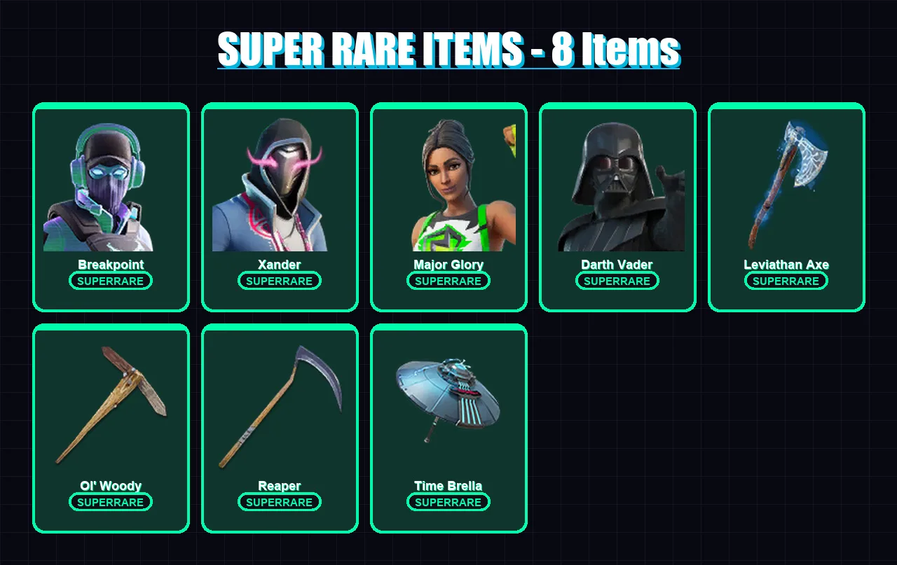 [PC/PSN] | Breakpoint | Xander | Major Glory | Darth Vader | Frozen Love Ranger | 228 skin | 269 pickaxe | 178 emote | 181 glider | Lv3476