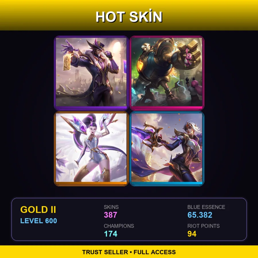 EUW | Lv600 | Gold II | 387 Skin | 174 Champ