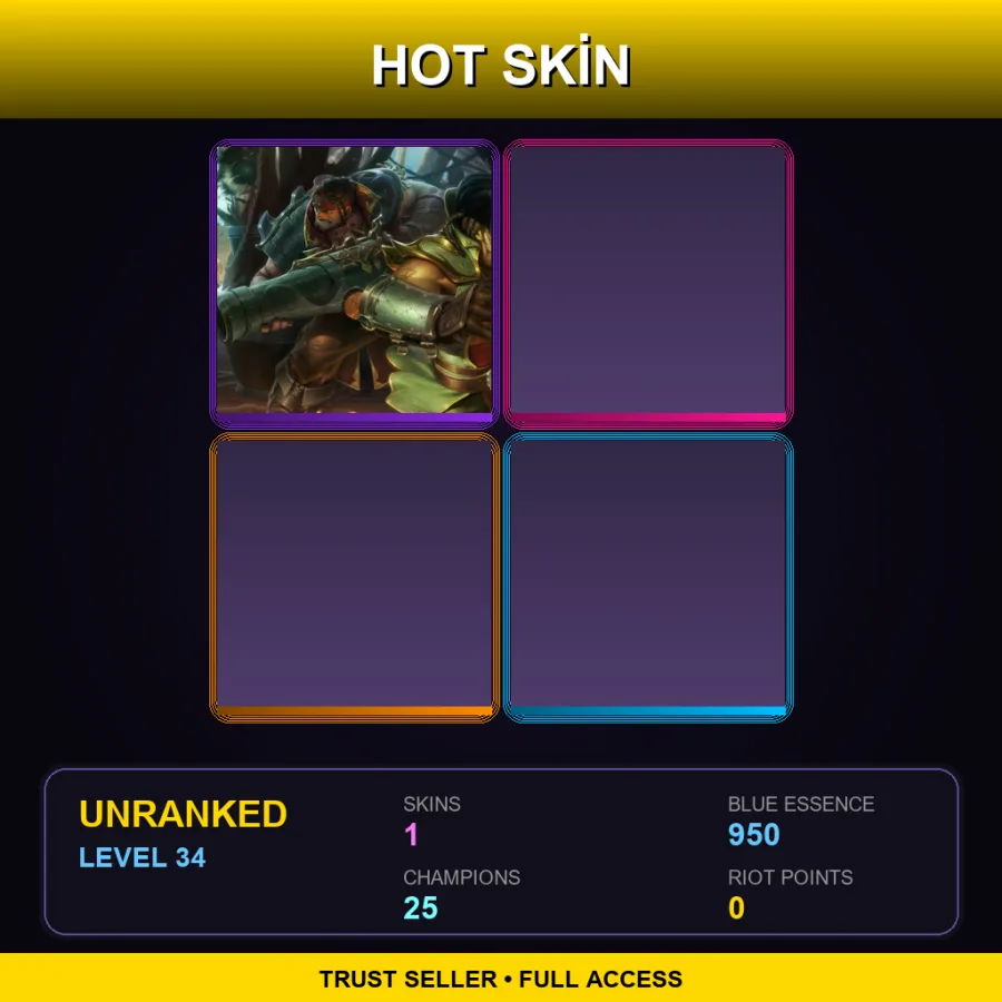 EUW | Lv34 | Unranked | 1 Skin | 25 Champ
