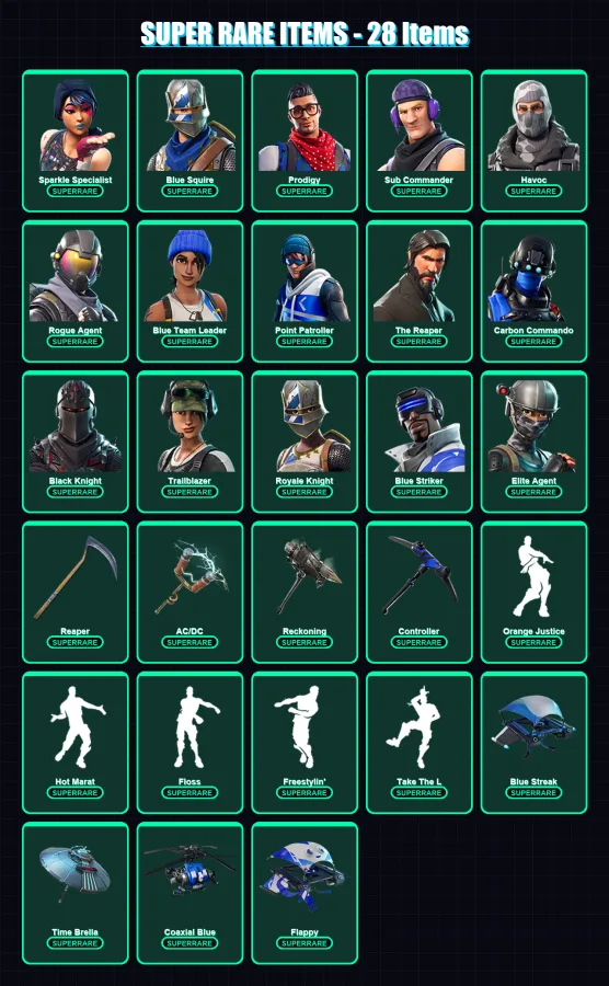 [PS4/PS5/XBOX/PC] | Sparkle Specialist | Blue Squire | Prodigy | Sub Commander | Havoc | 114 skin | 123 pickaxe | 114 emote | 143 glider | Lv2032 — Fortnite account