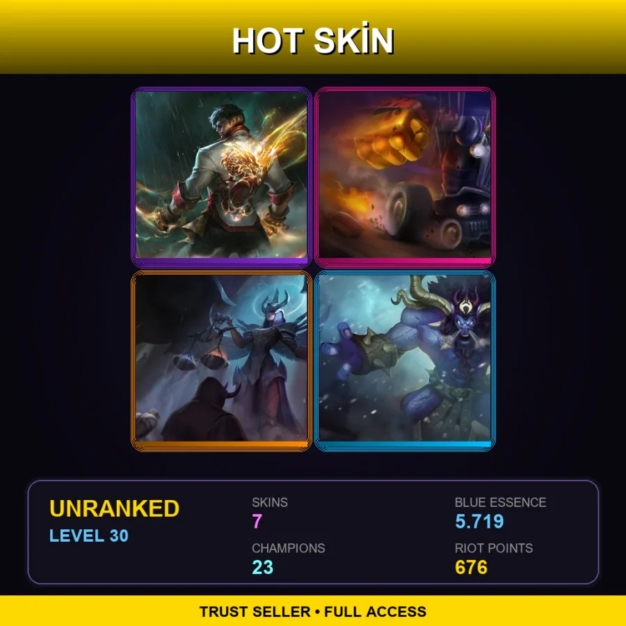EUW | Lv30 | Unranked | 7 Skin | 23 Champ — LoL account