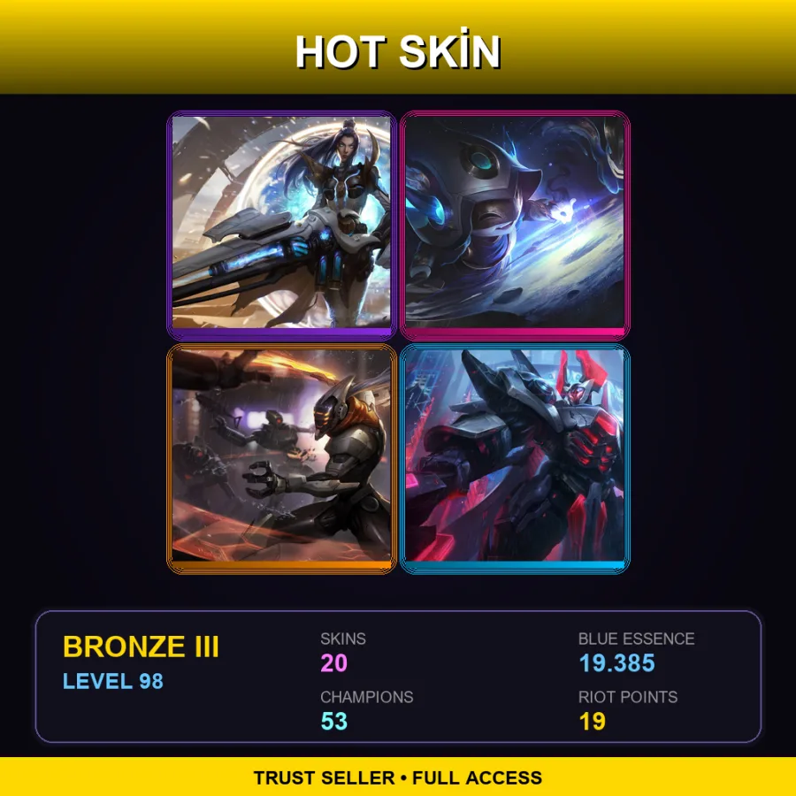 TR | Lv98 | Bronze III | 20 Skin | 53 Champ — LoL account