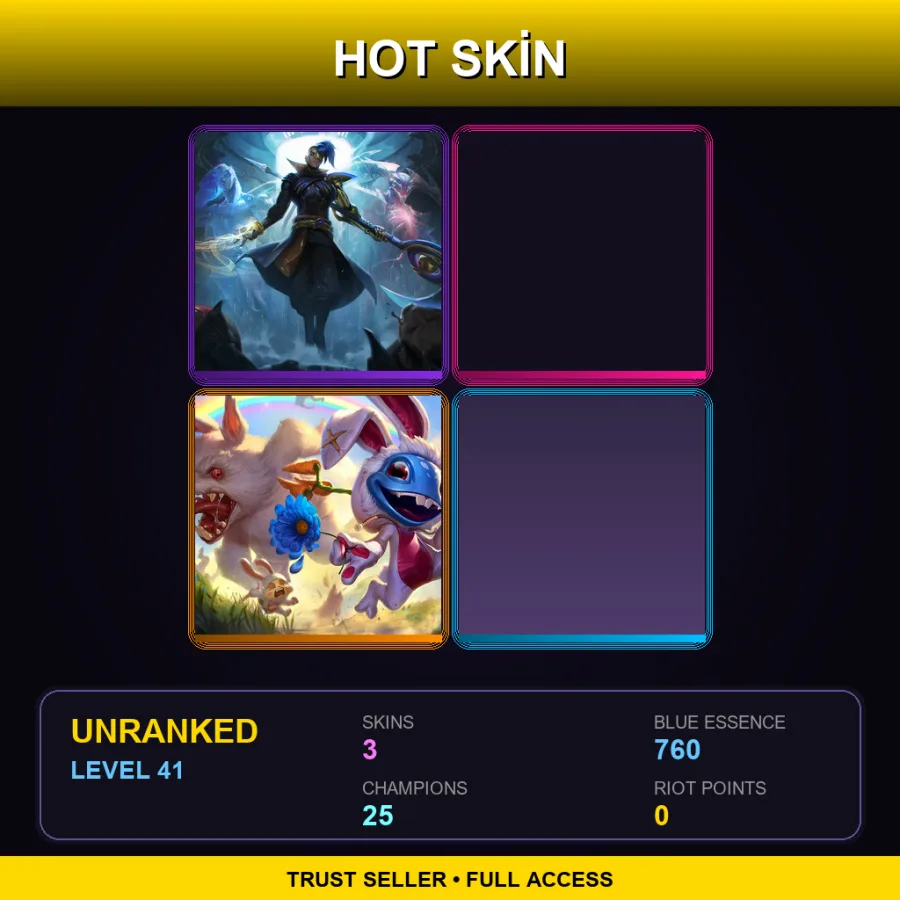 EUW | Lv41 | Unranked | 3 Skin | 25 Champ — LoL account