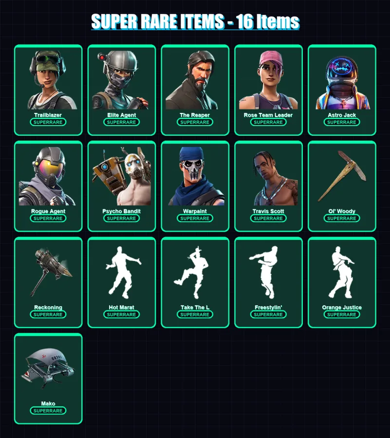 [PC/XBOX/PSN] | Trailblazer | Elite Agent | The Reaper | Rose Team Leader | Astro Jack | 144 skin | 69 pickaxe | 94 emote | 60 glider | Lv861