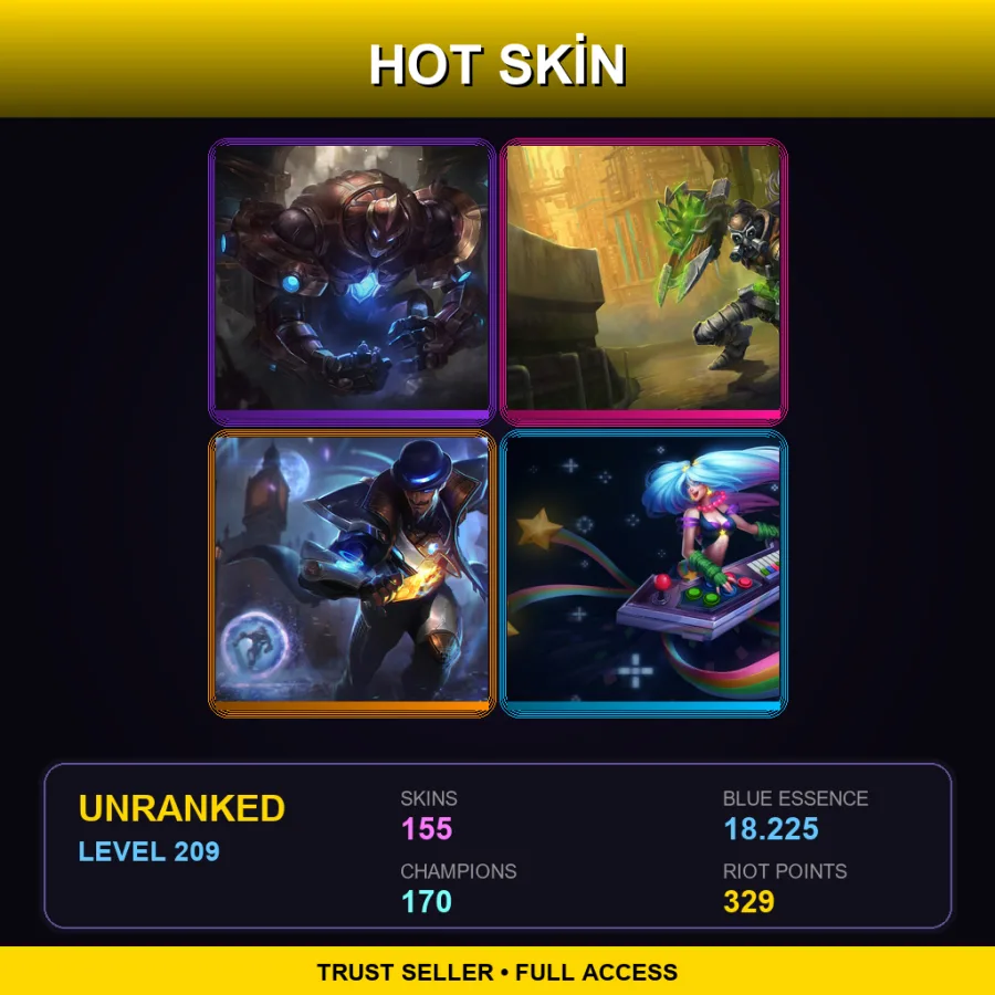 NA | Lv209 | Unranked | 155 Skin | 170 Champ