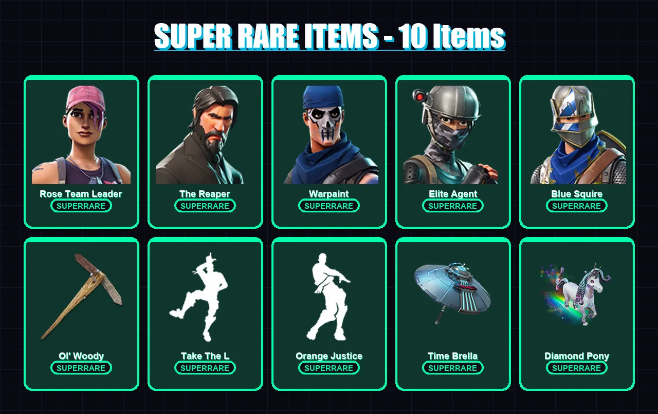 [PC] | Rose Team Leader | The Reaper | Warpaint | Elite Agent | Blue Squire | 33 skin | 30 pickaxe | 27 emote | 37 glider | Lv390