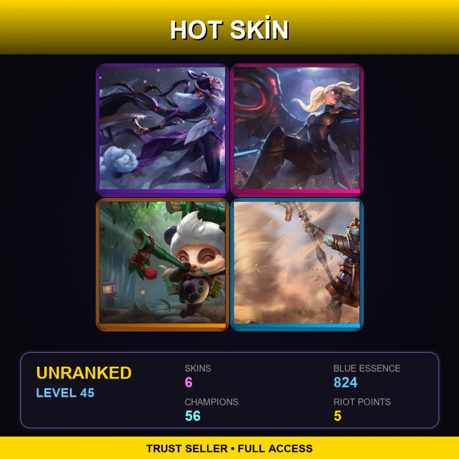 LAS | Lv45 | Unranked | 6 Skin | 56 Champ — Panda Teemo