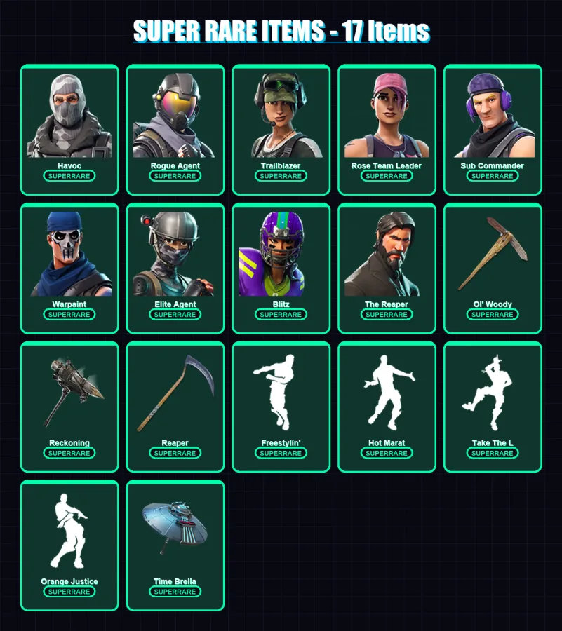 [PC/XBOX/PSN] | Havoc | Rogue Agent | Trailblazer | Rose Team Leader | Sub Commander | 149 skin | 134 pickaxe | 100 emote | 124 glider | Lv2069