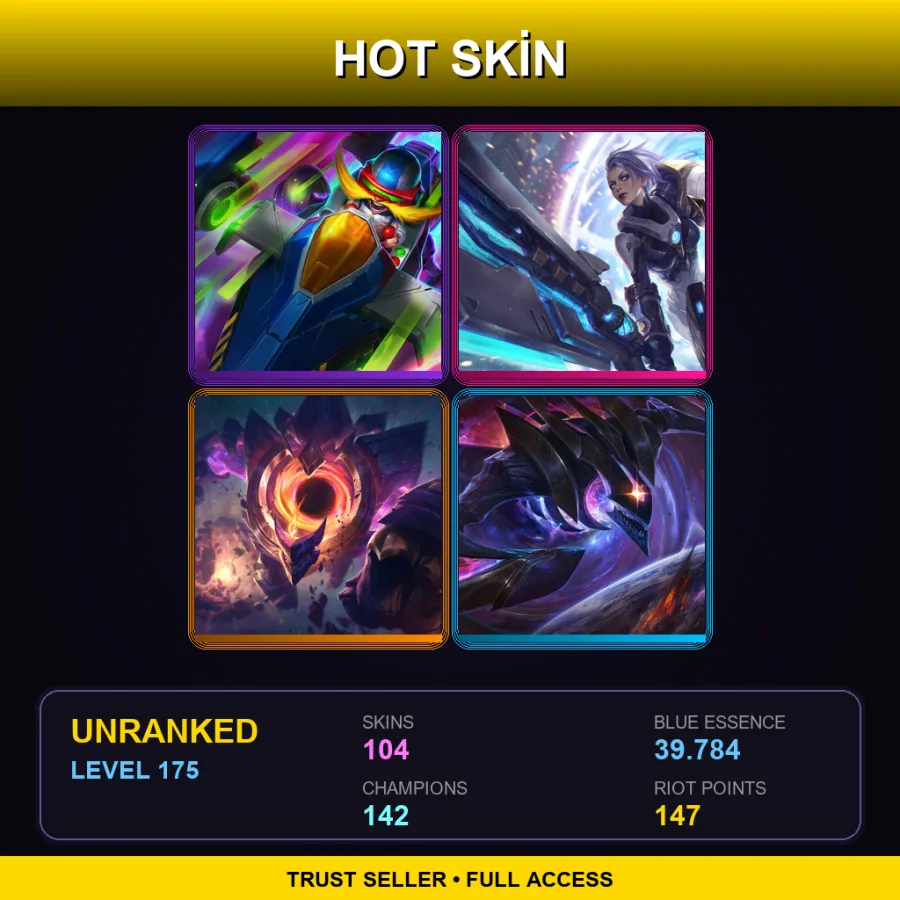 BR | Lv175 | Unranked | 104 Skin | 142 Champ — LoL account