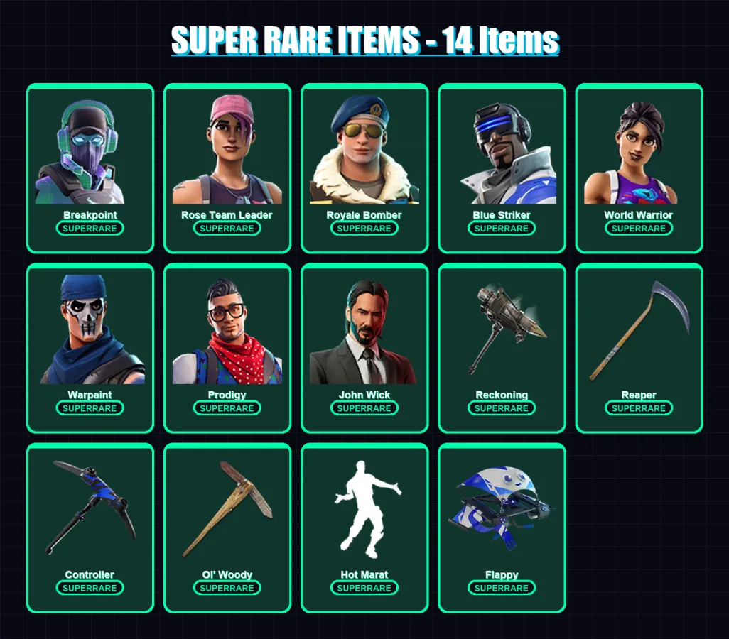 [PC/XBOX/PSN] | Breakpoint | Rose Team Leader | Royale Bomber | Blue Striker | World Warrior | 141 skin | 77 pickaxe | 104 emote | 68 glider | Lv949