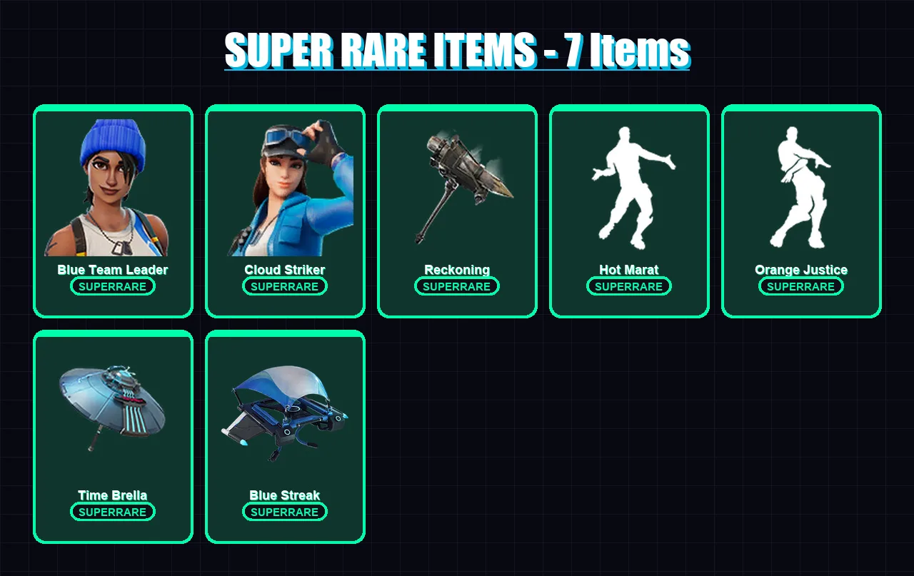 [PC/XBOX/PSN] | Blue Team Leader | Cloud Striker | Ragnarok | Peter Griffin | Dire | 69 skin | 101 pickaxe | 98 emote | 100 glider | Lv1628