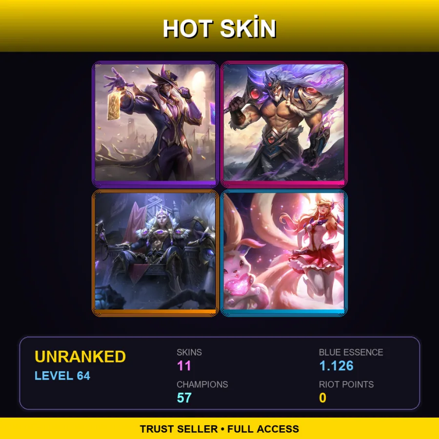 LAN | Lv64 | Unranked | 11 Skin | 57 Champ — Star Guardian Ahri