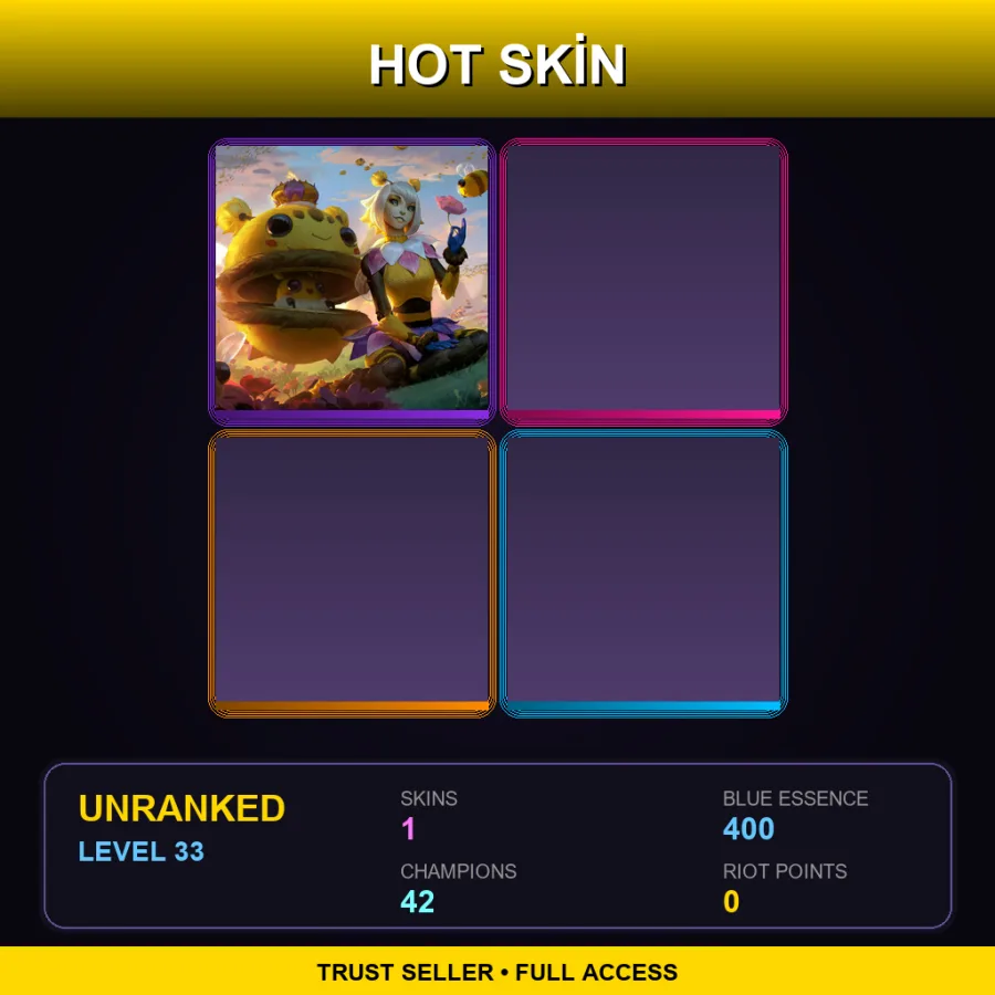 EUW | Lv33 | Unranked | 1 Skin | 42 Champ