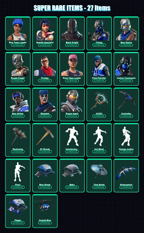 [PS4/PS5/XBOX/PC] | Blue Team Leader | Sparkle Specialist | Black Knight | 97 skin | Lv1421 — Fortnite account