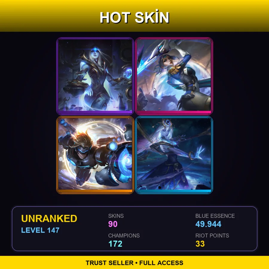 VN | Lv147 | Unranked | 90 Skin | 172 Champ