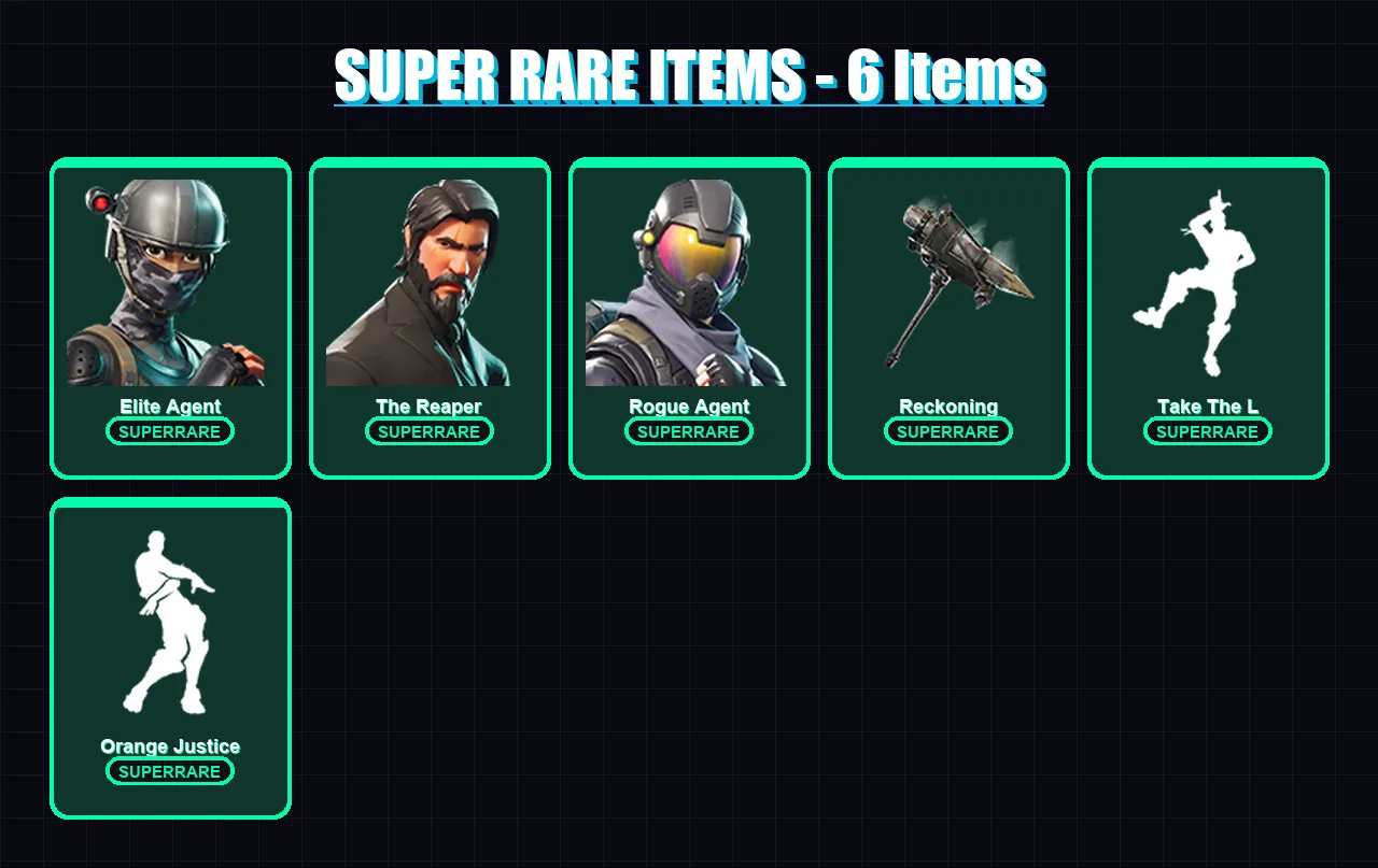 [PS4/PS5/XBOX/PC] | Elite Agent | The Reaper | Rogue Agent | Oblivion | Calamity | 32 skin | 52 pickaxe | 32 emote | 42 glider | Lv782