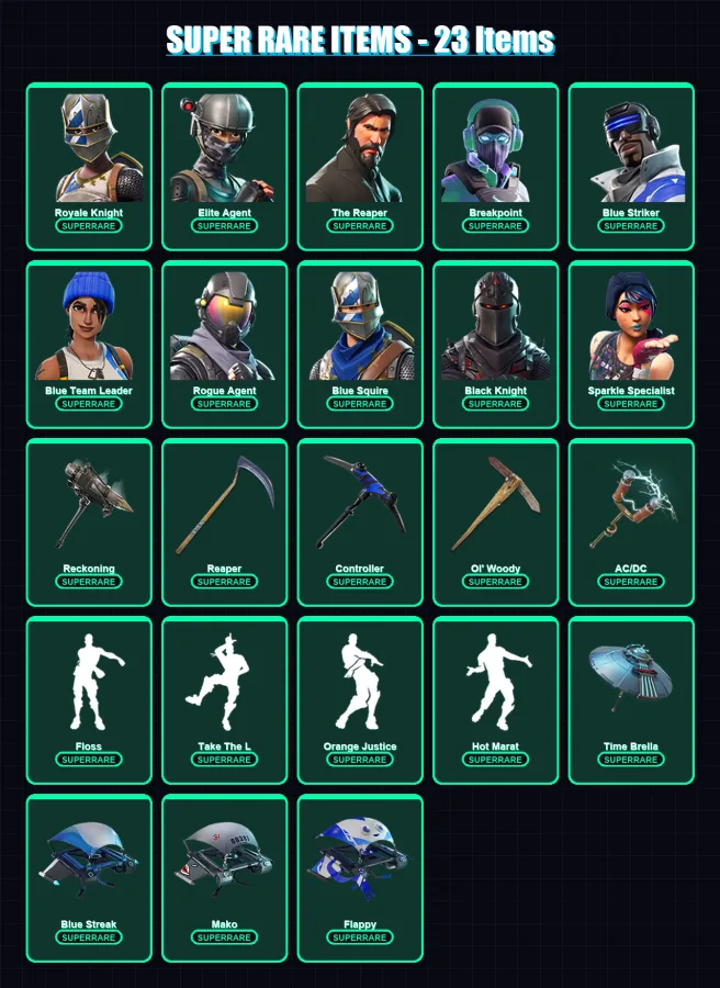 [PS4/PS5/XBOX/PC] | Royale Knight | Elite Agent | The Reaper | Breakpoint | Blue Striker | 132 skin | 140 pickaxe | 140 emote | 123 glider | Lv2062