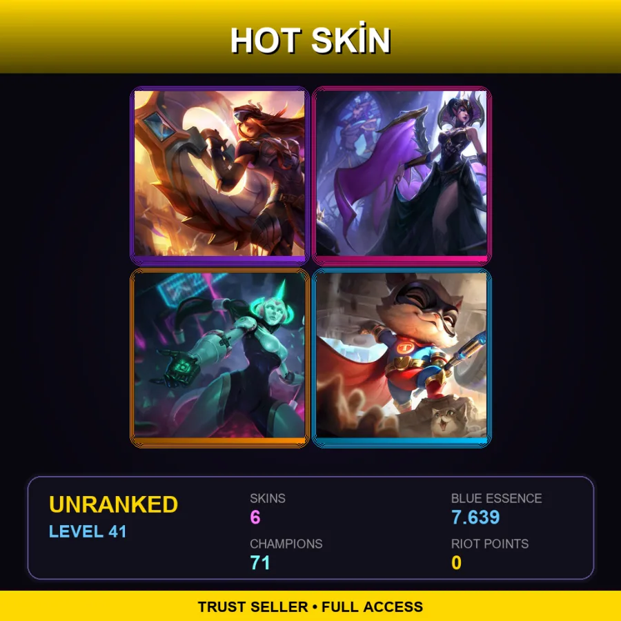 VN | Lv41 | Unranked | 6 Skin | 71 Champ — LoL account