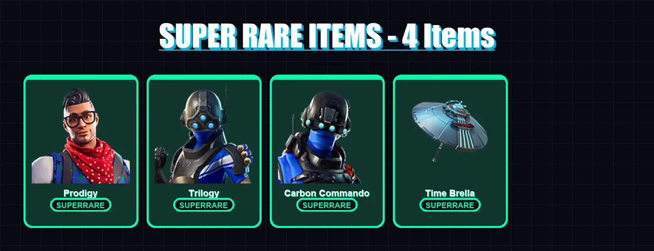 [PC] | Prodigy | Trilogy | Carbon Commando | Ruin | Sentinel | 38 skin | 44 pickaxe | 50 emote | 54 glider | Lv658