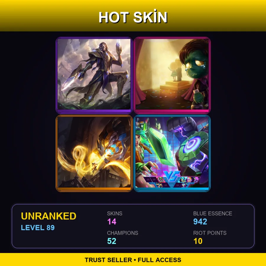 NA | Lv89 | Unranked | 14 Skin | 52 Champ