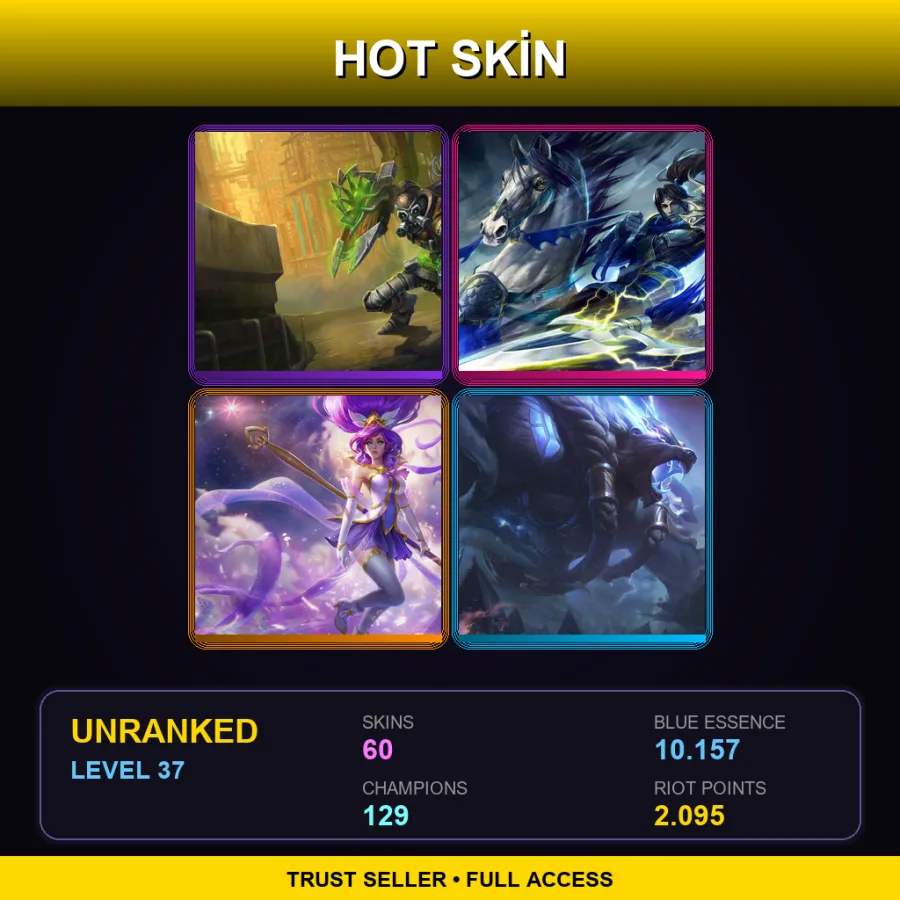 BR | Lv37 | Unranked | 60 Skin | 129 Champ — LoL account