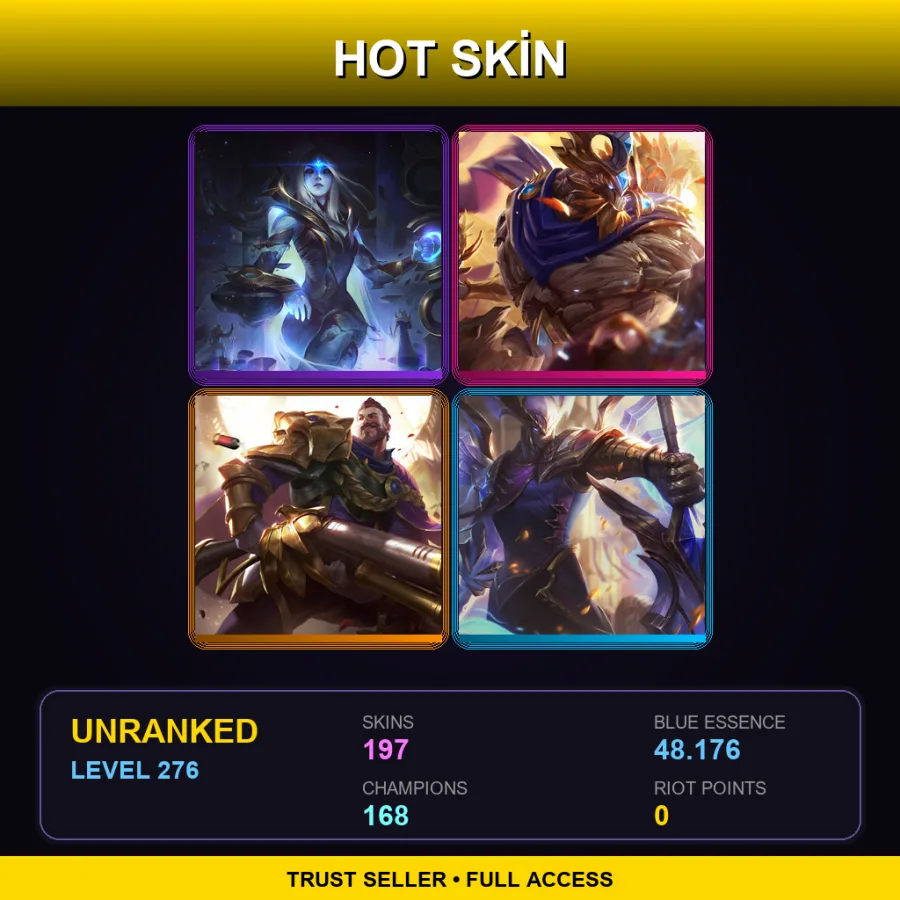VN | Lv276 | Unranked | 197 Skin | 168 Champ — LoL account