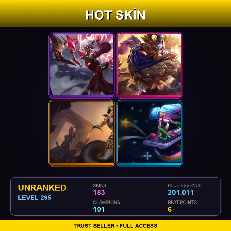 SG | Lv295 | Unranked | 183 Skin | 101 Champ — Dark Star Shaco